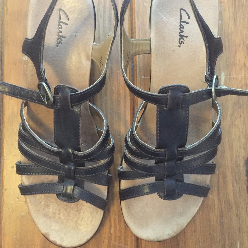 Clarks dark brown sandals